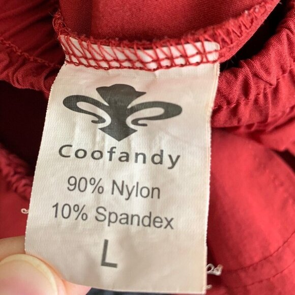 Coofandy Burgundy Red Men's Shorts Size Large Gym Hike Swim Drawstring Nylon - Picture 7 of 8